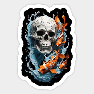 Koi Fish and Skull Sticker